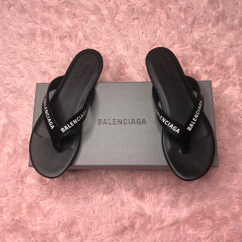 Black Balenciaga Flip Flops Sz 8